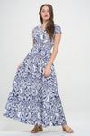 Animal Printed Smocked Waist Maxi Dress