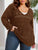 Plus Size Openwork Plunge Long Sleeve Sweater